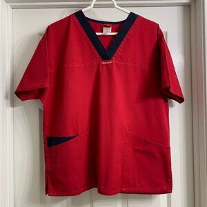 Dickies Brand Women's Red and Black Scrub Top, Size Medium
